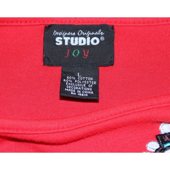 Designers Originals Studio Joy Ugly Christmas Sweater Snowman Sz Large - Picture 5 of 5